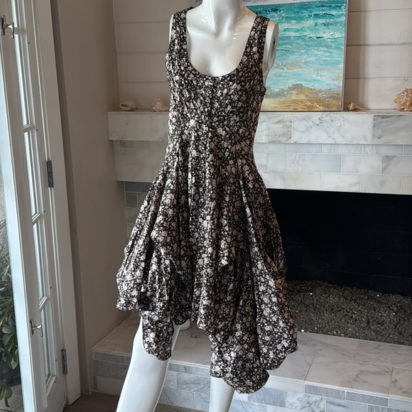 Allsaints x Spitalfields Ditzy Ezra Black Multi Floral Parachute Dress Size 8 - Picture 5 of 16